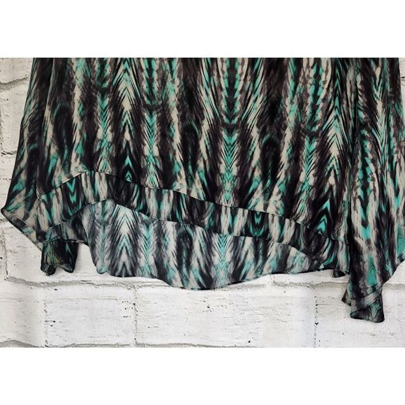 Parker Black Green 100% Silk Layered Women's Small Long-sleeved Shirt blouse - Picture 4 of 7